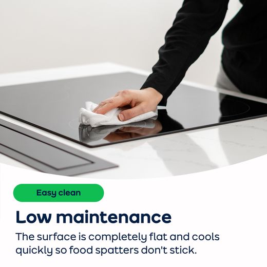 Hotpoint PVH92BK/FKIT 83cm Venting Induction Hob - Black - For Ducted/Recirculating Ventilation - AO Annotation - Easy to clean